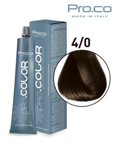 Vopsea de par profesional PRO.COLOR 100 ml - Pro.Co - 4/0 CASTANIU NATURAL