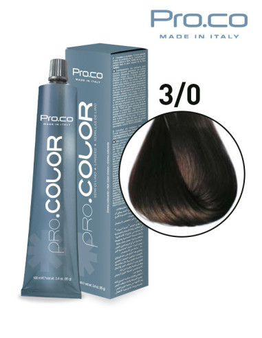 Vopsea de par profesional PRO.COLOR 100 ml - Pro.Co - 3/0 CASTANIU INCHIS