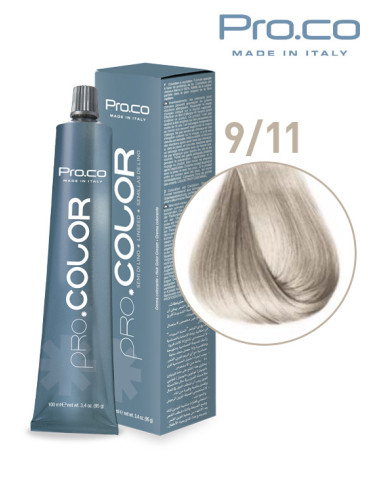 Vopsea de par profesionala PRO.COLOR 100 ml - Pro.Co - 9/11 BLOND FOARTE DESCHIS CENUSIU INTENS