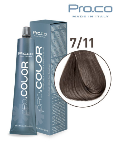 Vopsea de par profesionala PRO.COLOR 100 ml - Pro.Co - 7/11 BLOND NATURAL CENUSIU INTENS