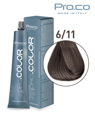 Vopsea de par profesionala PRO.COLOR 100 ml - Pro.Co - 6/11 BLOND INCHIS CENUSIU INTENS