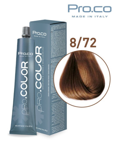 Vopsea de par profesionala PRO.COLOR 100 ml - Pro.Co - 8/72 ALUNA DESCHISA