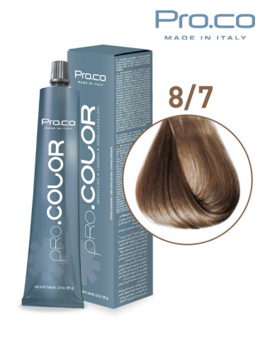 Vopsea de par profesionala PRO.COLOR 100 ml - Pro.Co - 8/7 BLOND DESCHIS BEJ