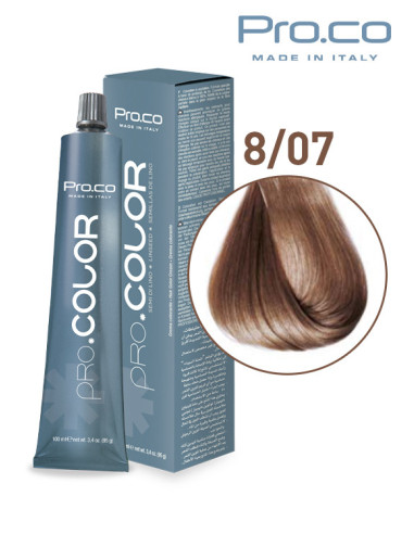 Vopsea de par profesionala PRO.COLOR 100 ml - Pro.Co - 8/07 TUTUN DESCHIS