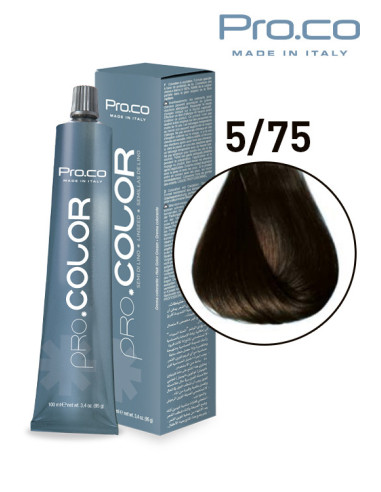 Vopsea de par profesionala PRO.COLOR 100 ml - Pro.Co - 5/75 CASTANIU DESCHIS CIOCOLATIU