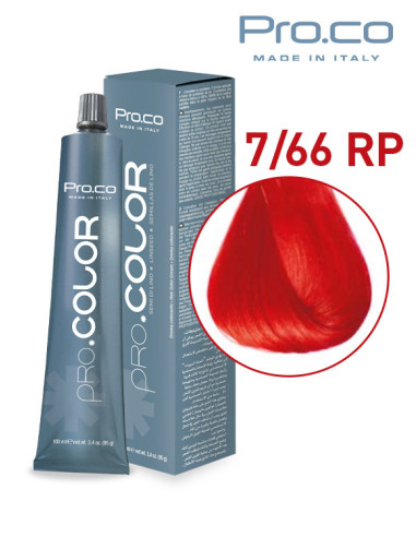 Vopsea de par profesionala PRO.COLOR 100 ml - Pro.Co - 7/66RP ROSU INTENS FERRARI