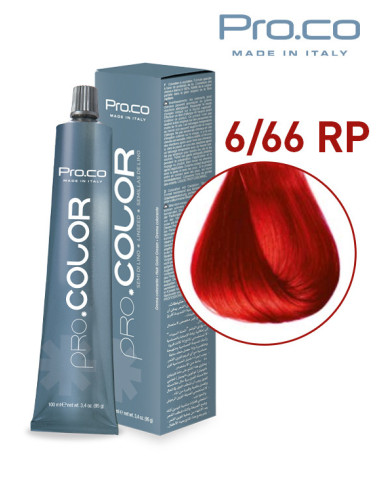 Vopsea de par profesionala PRO.COLOR 100 ml - Pro.Co - 6/66RP ROSU INTENS