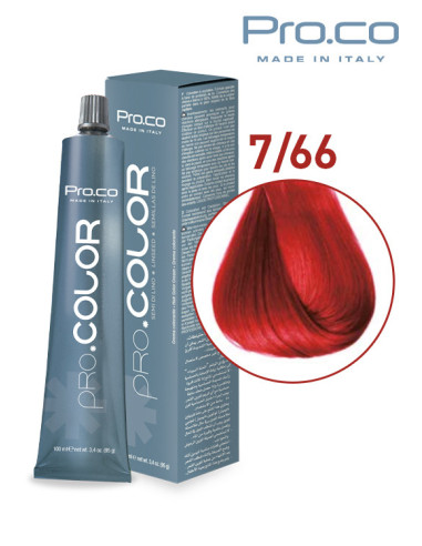 Vopsea de par profesionala PRO.COLOR 100 ml - Pro.Co - 7/66 ROSU FERRARI