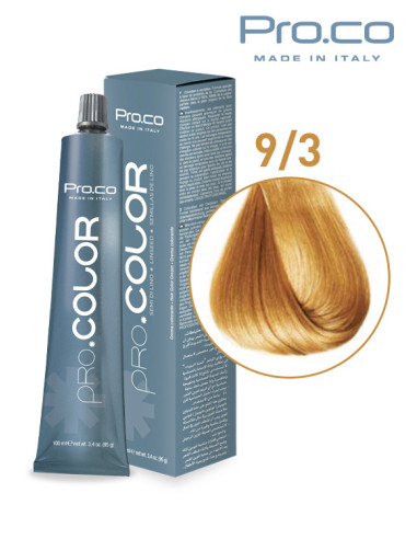 Vopsea de par profesionala PRO.COLOR 100 ml - Pro.Co - 9/3 BLOND SUPER DESCHIS AURIU