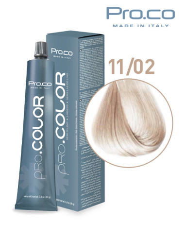 Vopsea de par profesionala PRO.COLOR 100 ml - Pro.Co - 11/02 BLOND SUPER DESCHIS PERLAT