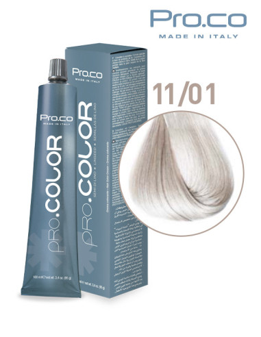 Vopsea de par profesionala PRO.COLOR 100 ml - Pro.Co - 11/01 BLOND SUPER DESCHIS NATURAL CENUSIU