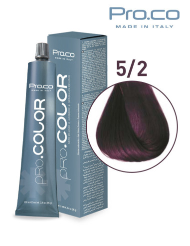 Vopsea de par profesionala PRO.COLOR 100 ml - Pro.Co - 5/2 CASTANIU DESCHIS VIOLET