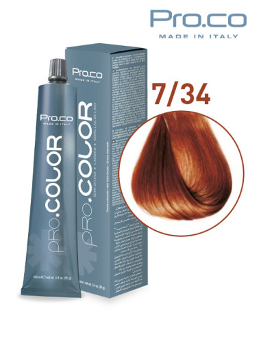 Vopsea de par profesionala PRO.COLOR 100 ml - Pro.Co - 7/34 BLOND AURIU ARAMIU