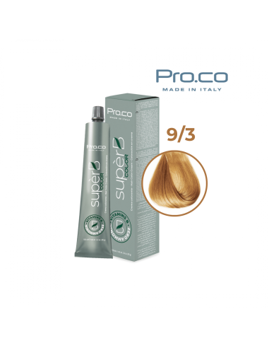 Vopsea de par profesionala fara amoniac SUPERB.COLOR 100 ml - Pro.Co - 9/3 BLOND SUPER DESCHIS AURIU