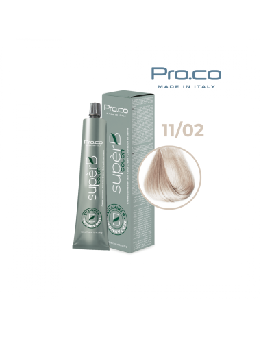 Vopsea de par profesionala fara amoniac SUPERB.COLOR 100 ml - Pro.Co - 11/02 BLOND SUPER DESCHIS PERLAT