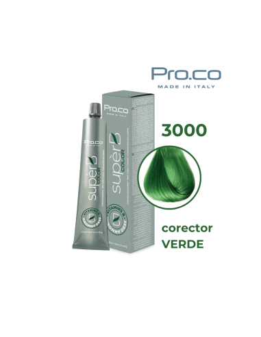 Vopsea de par profesionala fara amoniac SUPERB.COLOR 100 ml - Pro.Co - 3000 - CORECTOR VERDE